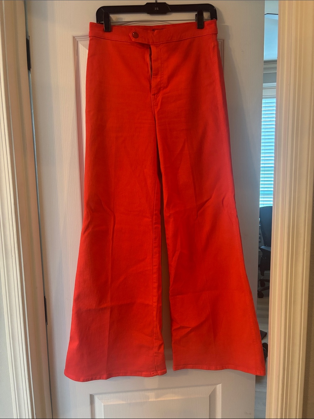 MOTHER Wide-Leg High-Rise Jeans in Bright Coral